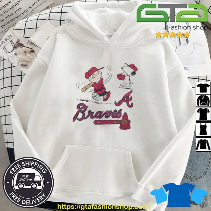 Official Charlie Brown And Snoopy Playing Baseball Atlanta Braves MLB 2023  T Shirt - Limotees