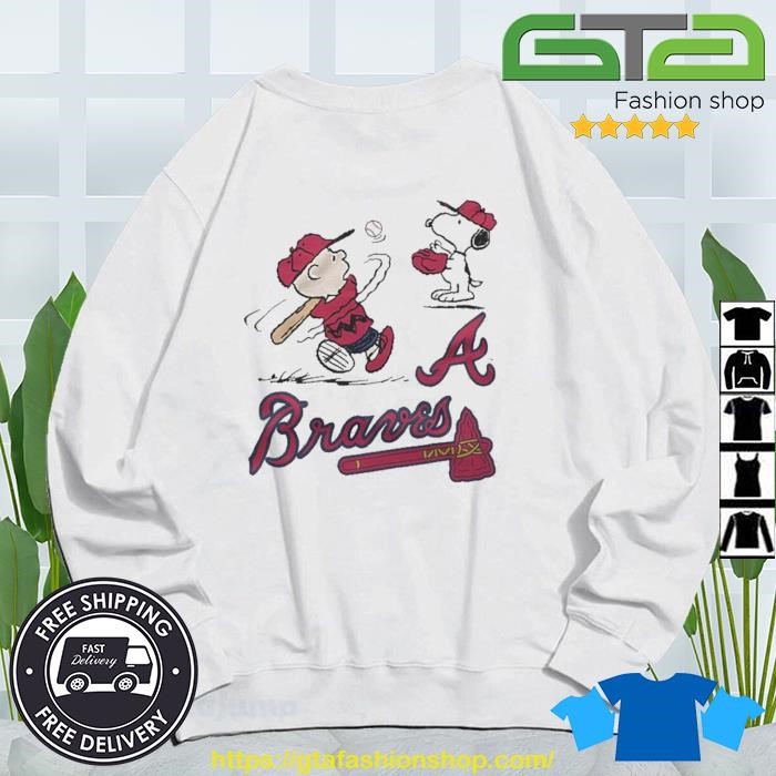 Charlie Brown And Snoopy Playing Baseball Atlanta Braves Mlb 2023 T-shirt,Sweater,  Hoodie, And Long Sleeved, Ladies, Tank Top