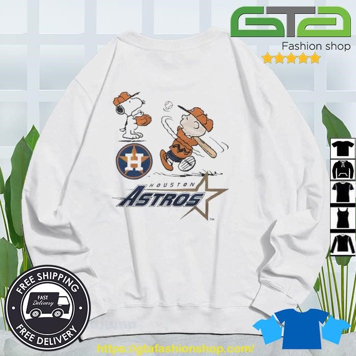 Charlie Brown And Snoopy Playing Baseball Houston Astros Mlb 2023 T-shirt,Sweater,  Hoodie, And Long Sleeved, Ladies, Tank Top