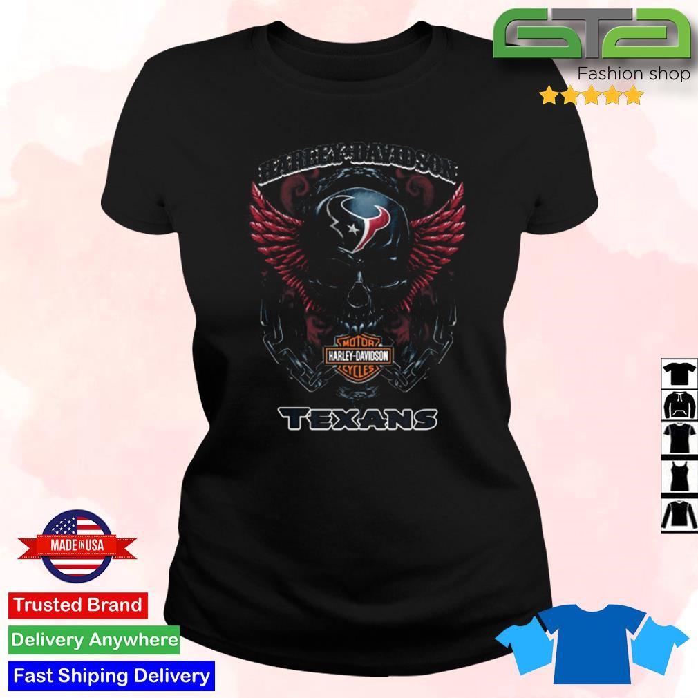 Houston Texans Harley Davidson Skull Shirt - High-Quality Printed