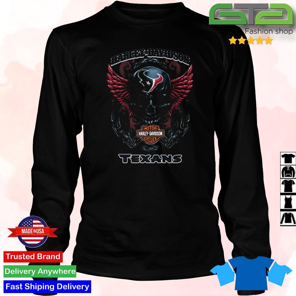 Houston Texans Harley Davidson Skull Shirt - High-Quality Printed Brand