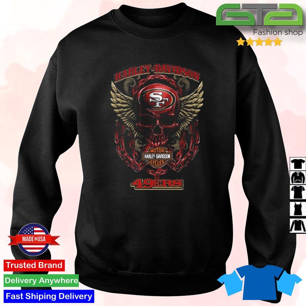 Harley Davidson Skull San Francisco 49ers Shirt, Unique 49ers Gifts in 2023