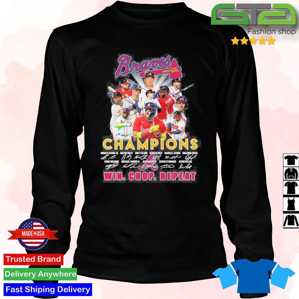 Official atlanta braves champions win chop repeat logo shirt, hoodie,  sweatshirt for men and women