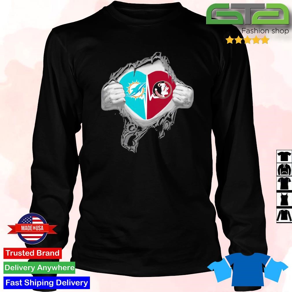 Blood Inside Me Miami Dolphins And Florida State Seminoles It's In My Heart  Shirt, hoodie, sweater, long sleeve and tank top