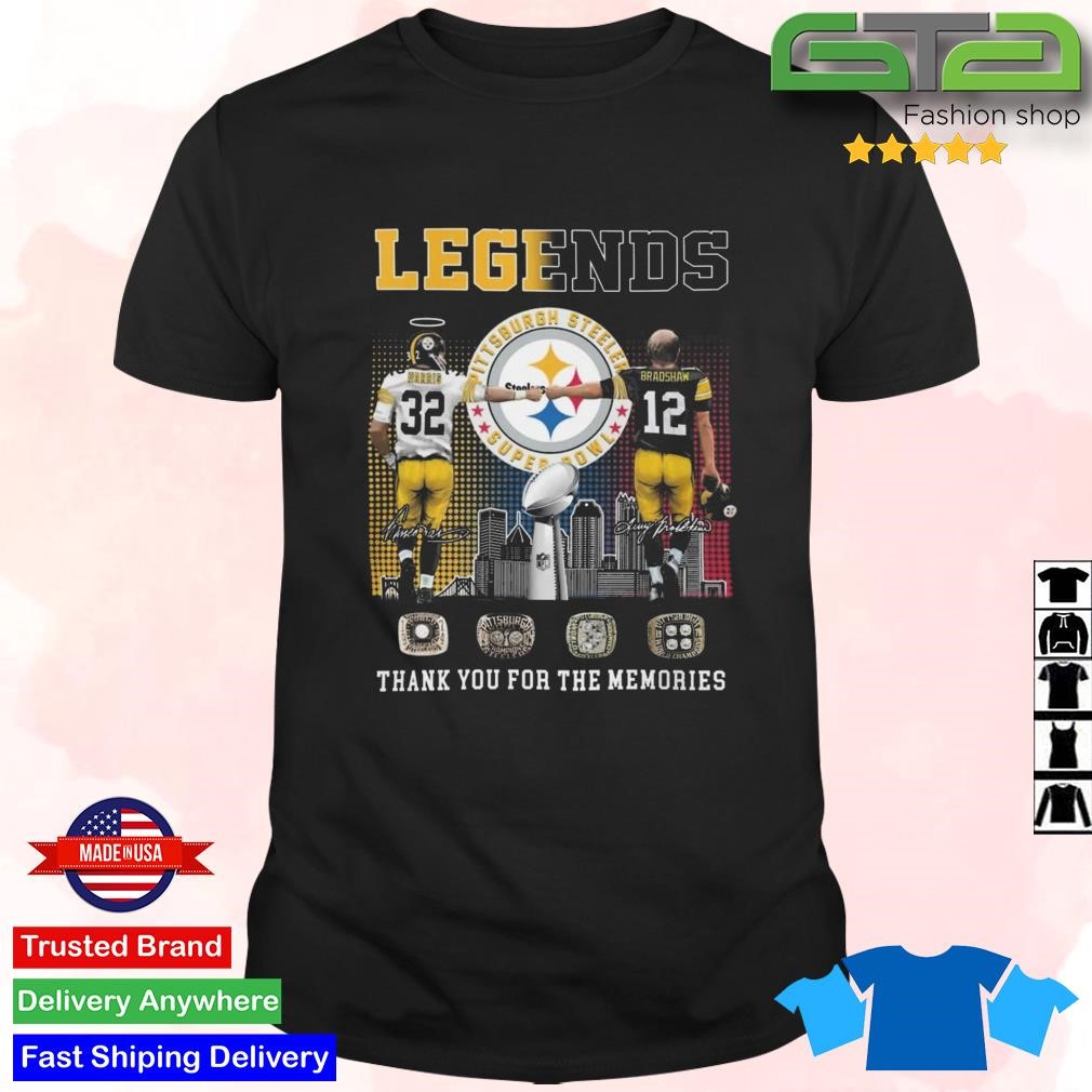 Official Pittsburgh Steelers Legends Harris And Bradshaw Thanks You For The Memories Signatures 2024 T-Shirt