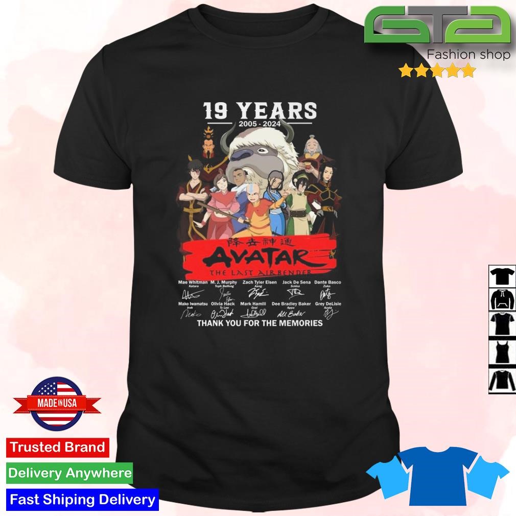Official 19 Years 2005 – 2024 Avatar The Last Airbender Thank You For The Memories Signatures T-shirt