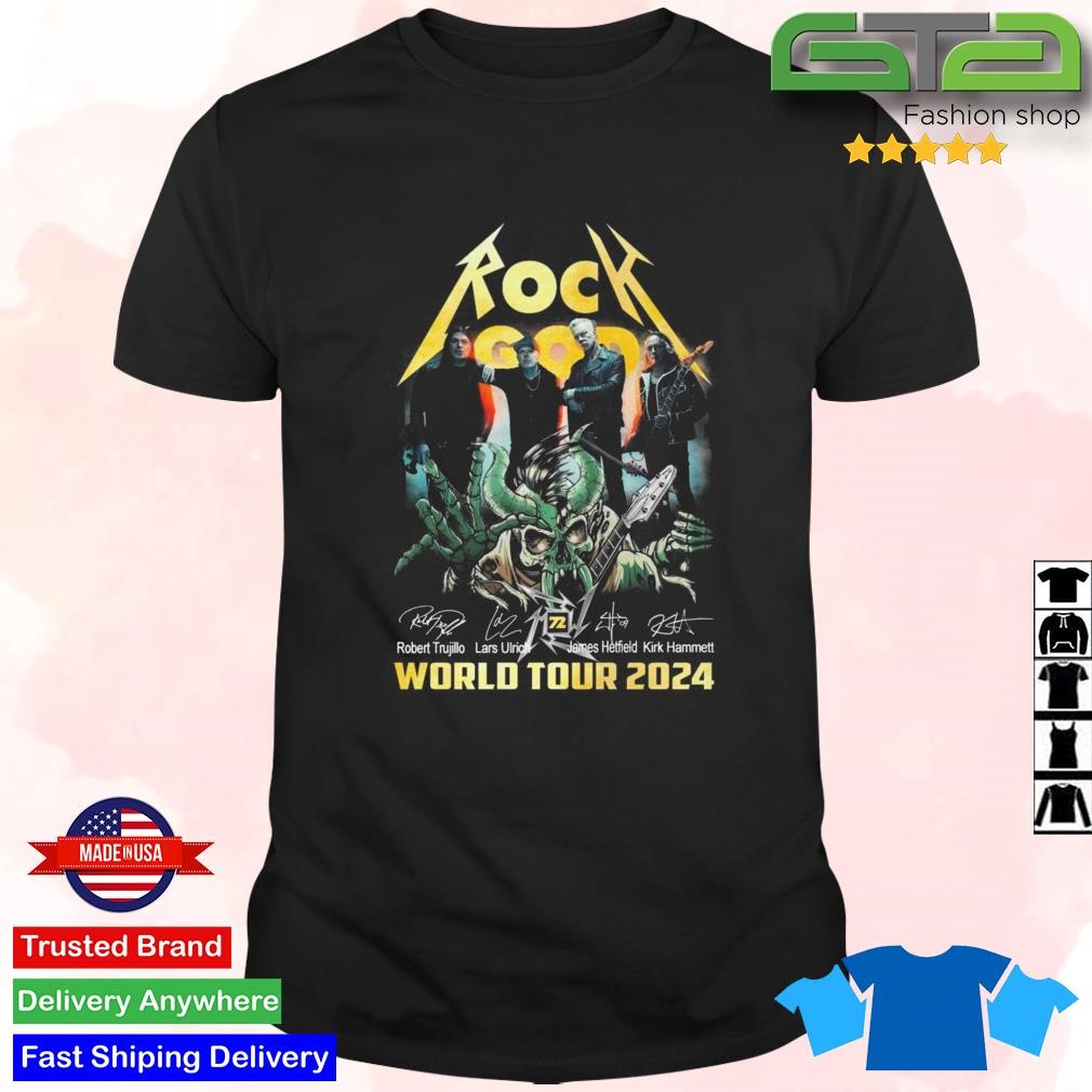 Official Rock God Metallica World Tour 2024 Signatures T-shirt