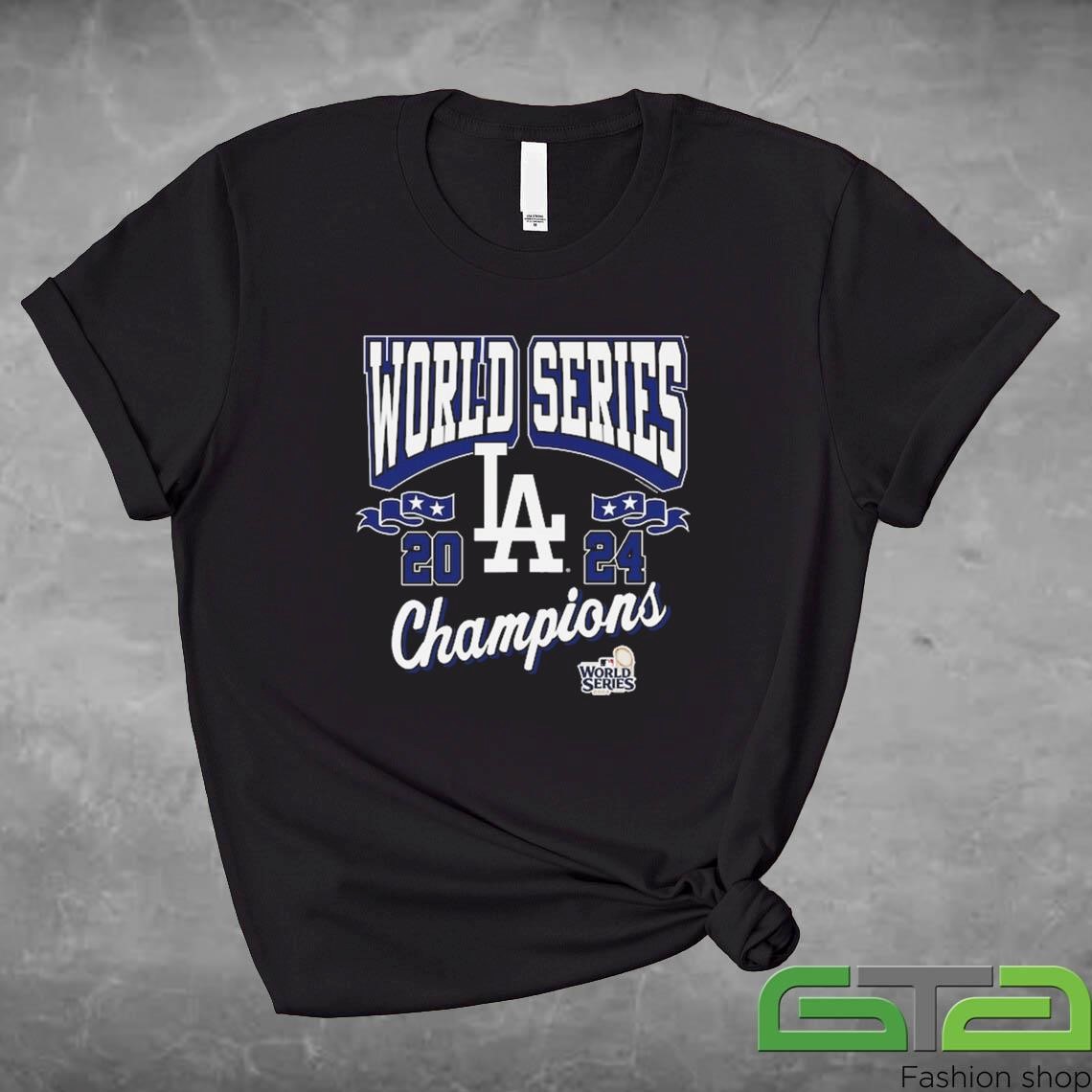 Official Los Angeles Dodgers Mitchell & Ness 2024 World Series Champions Arch Logo Shirt