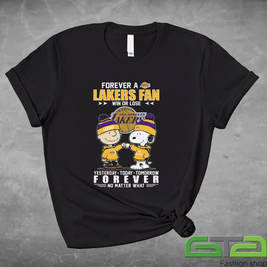 Official Charlie Brown And Snoopy Forever A Los Angeles Lakers Fan Win Or Lose Yesterday – Today – Tomorrow Forever No Matter What Shirt