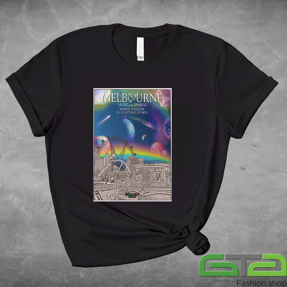 Official Coldplay Music Of The Spheres In Melbourne Marvel Stadium On October And November 2024 Shirt