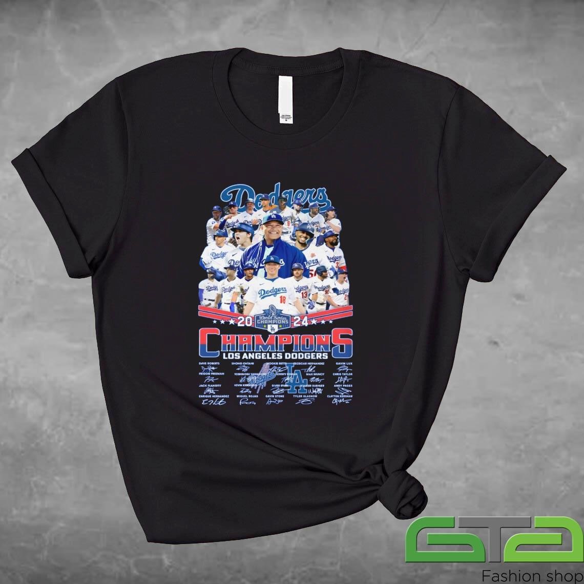 Official Dodgers 2024 World Series Champions Los Angeles Dodgers MLB All Players Signatures Shirt