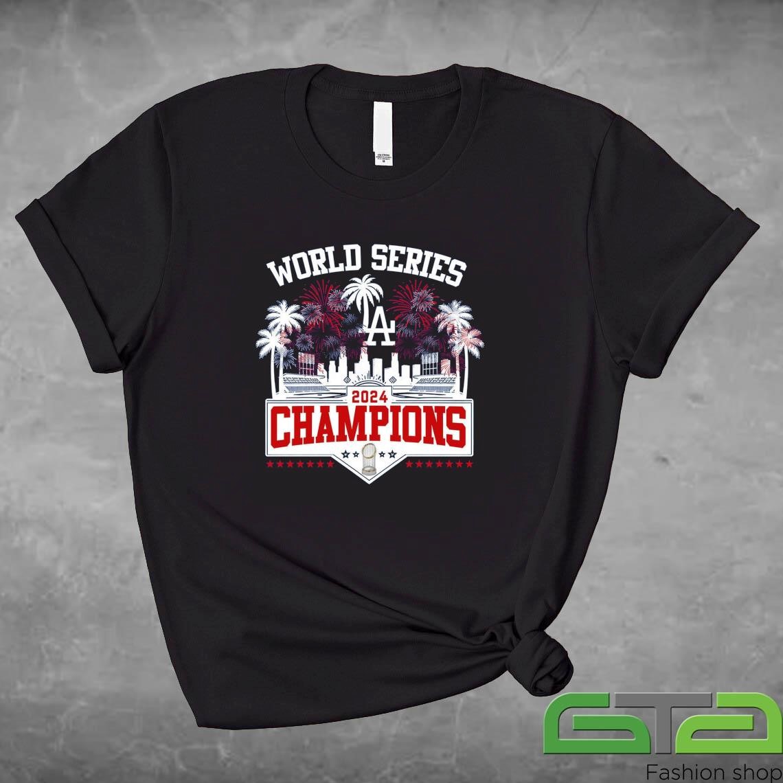 Official Los Angeles Dodgers 2024 Champions World Series Celebration With Fan Shirt