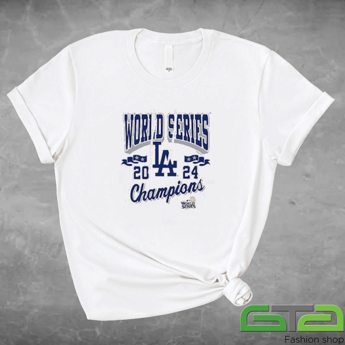 Official Los Angeles Dodgers Mitchell & Ness 2024 World Series Champions Arch Logo Shirt