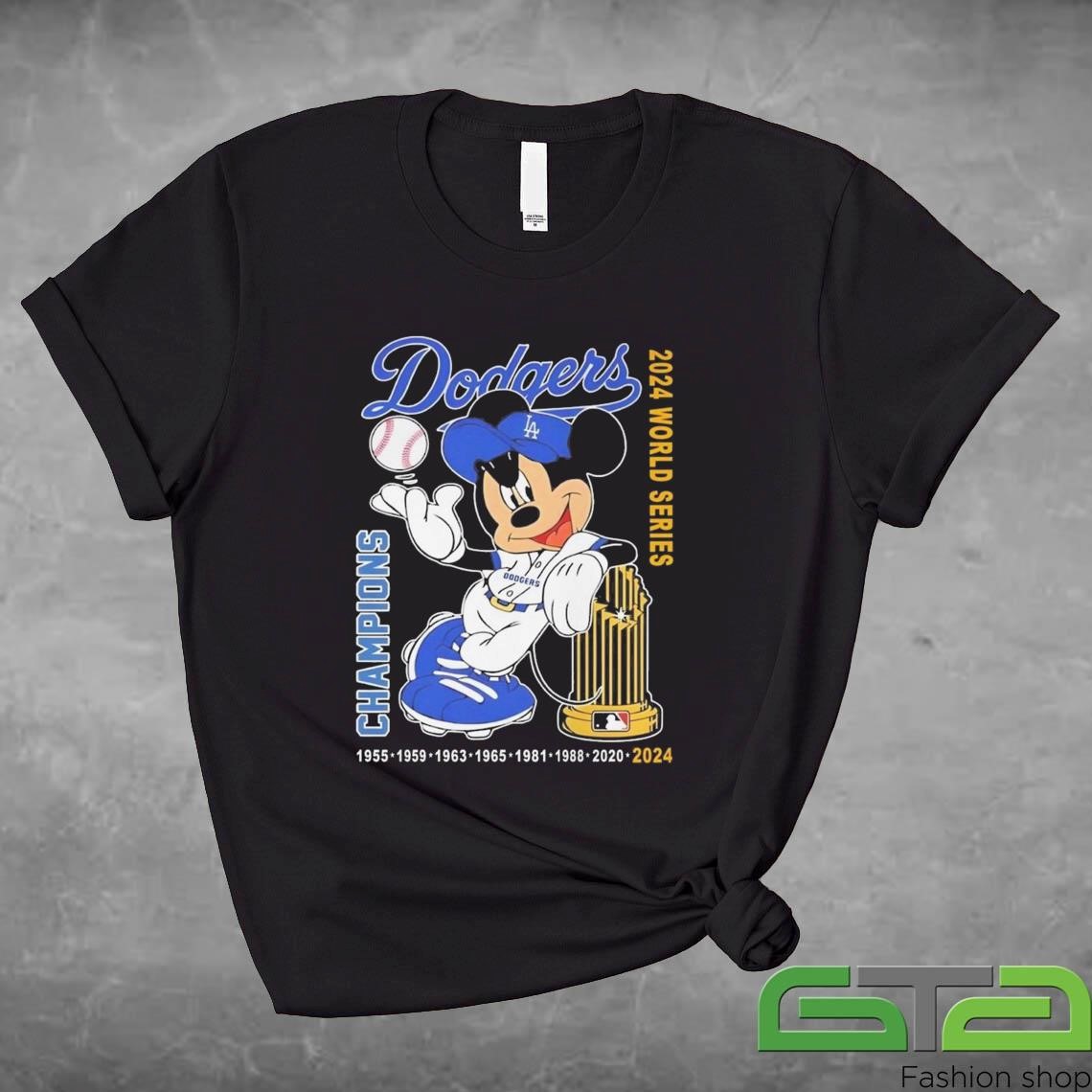 Official Mickey Mouse Los Angeles Dodgers 2024 World Series Champions 1955-2024 Shirt