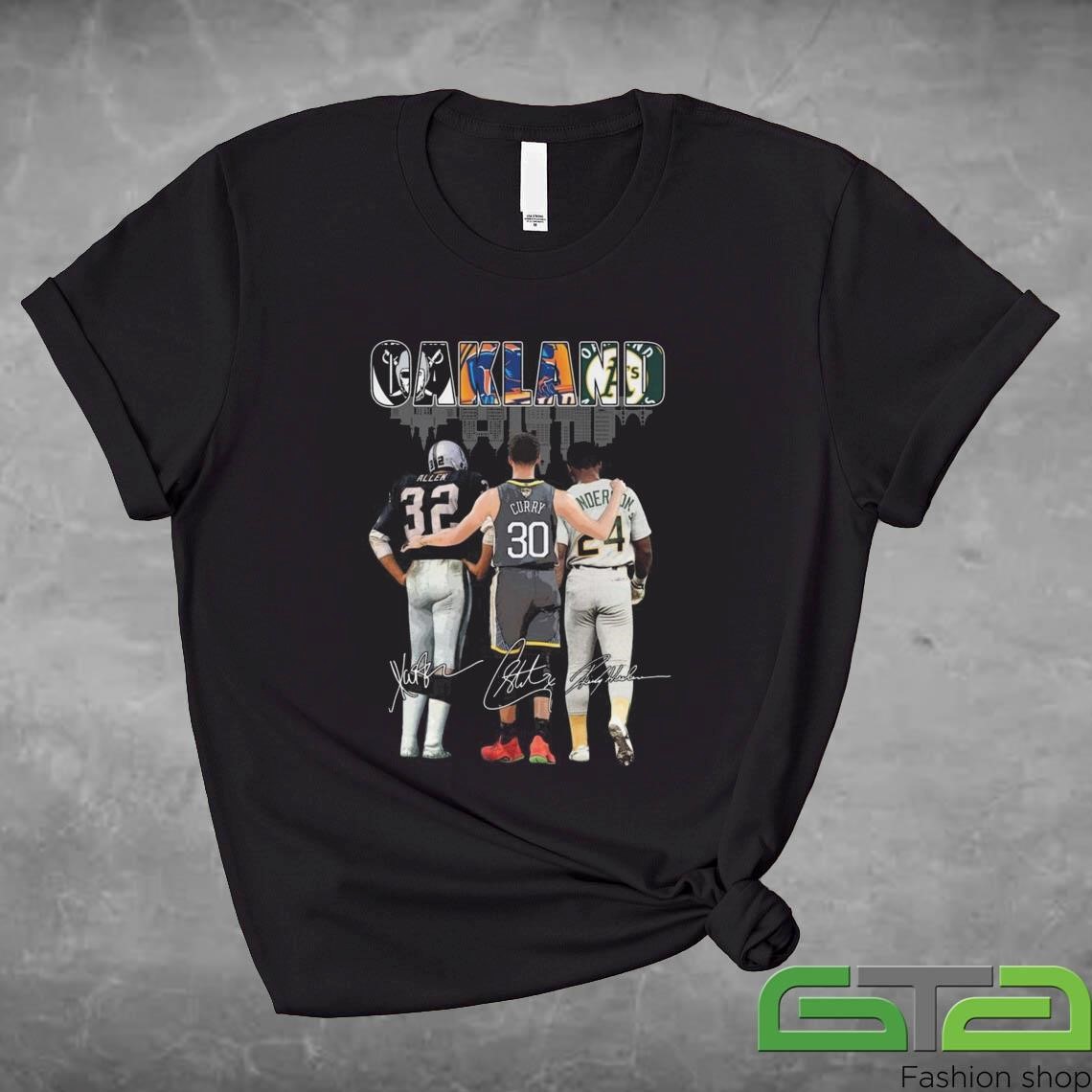 Official Oakland Sports Teams With Allen Currey Henderson Signatures 2024 Shirt