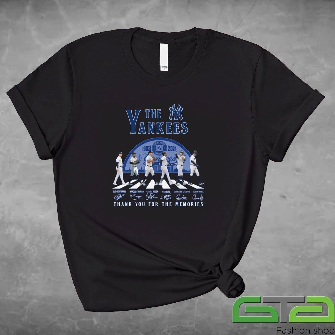 Official The Yankees 121 Years Thank You For The Memories Walking Signatures Shirt