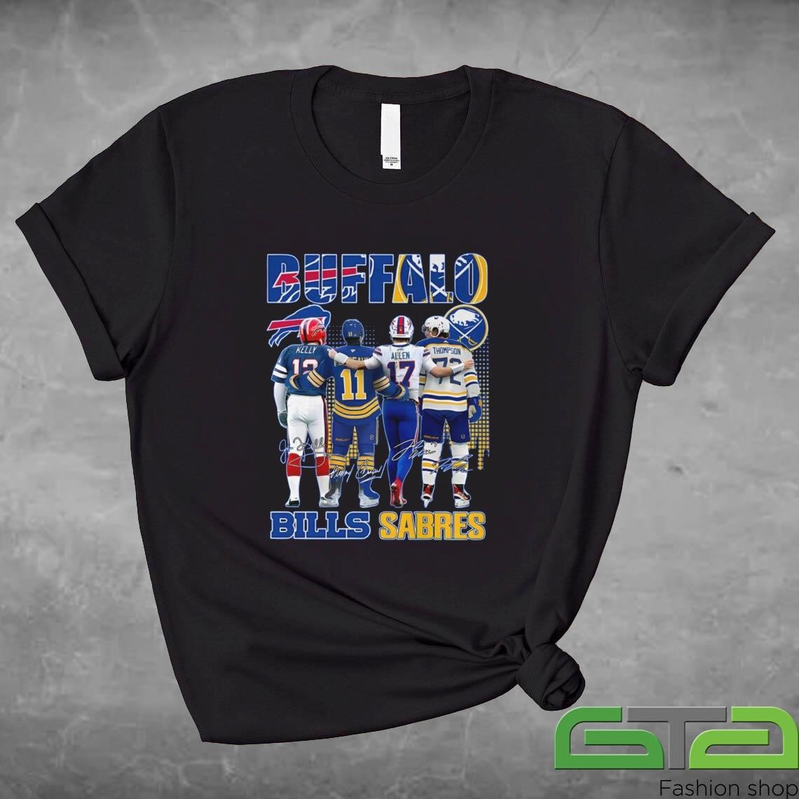 Buffalo Bills Josh Allen Jim Kelly Buffalo Sabres Gilbert Perreault Tage Thompson Signatures Shirt