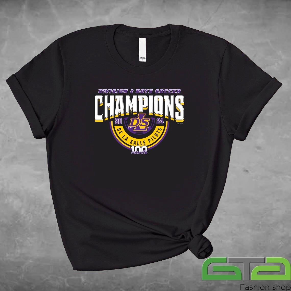 Official 2024 MHSAA Boys Soccer D2 Champions De La Salle Pilots T-shirt