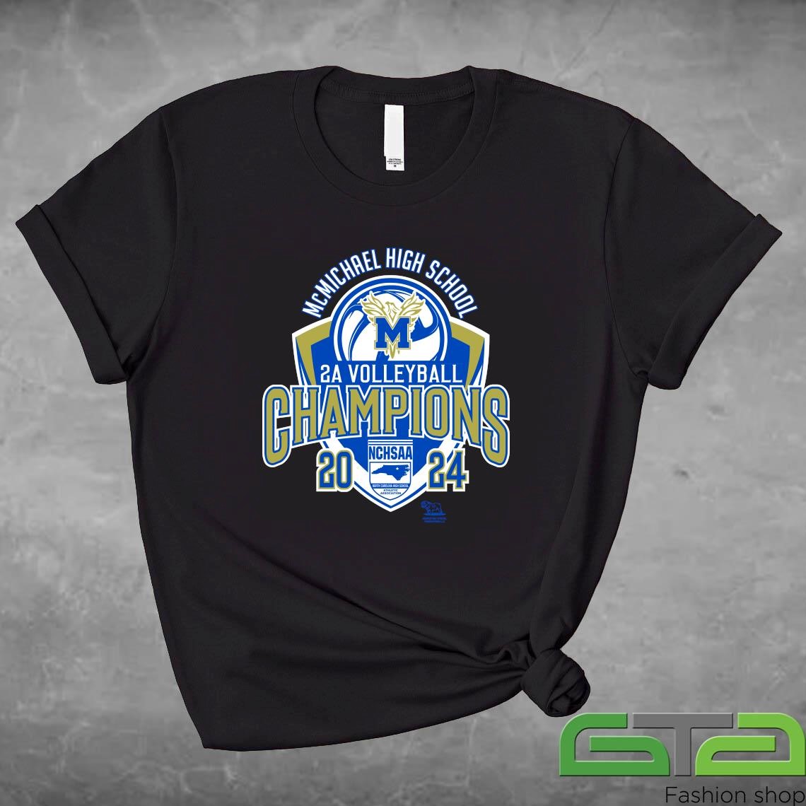 Official 2024 NCHSAA McMichael High School Back 2 Back 2A Volleyball Champions T-shirt