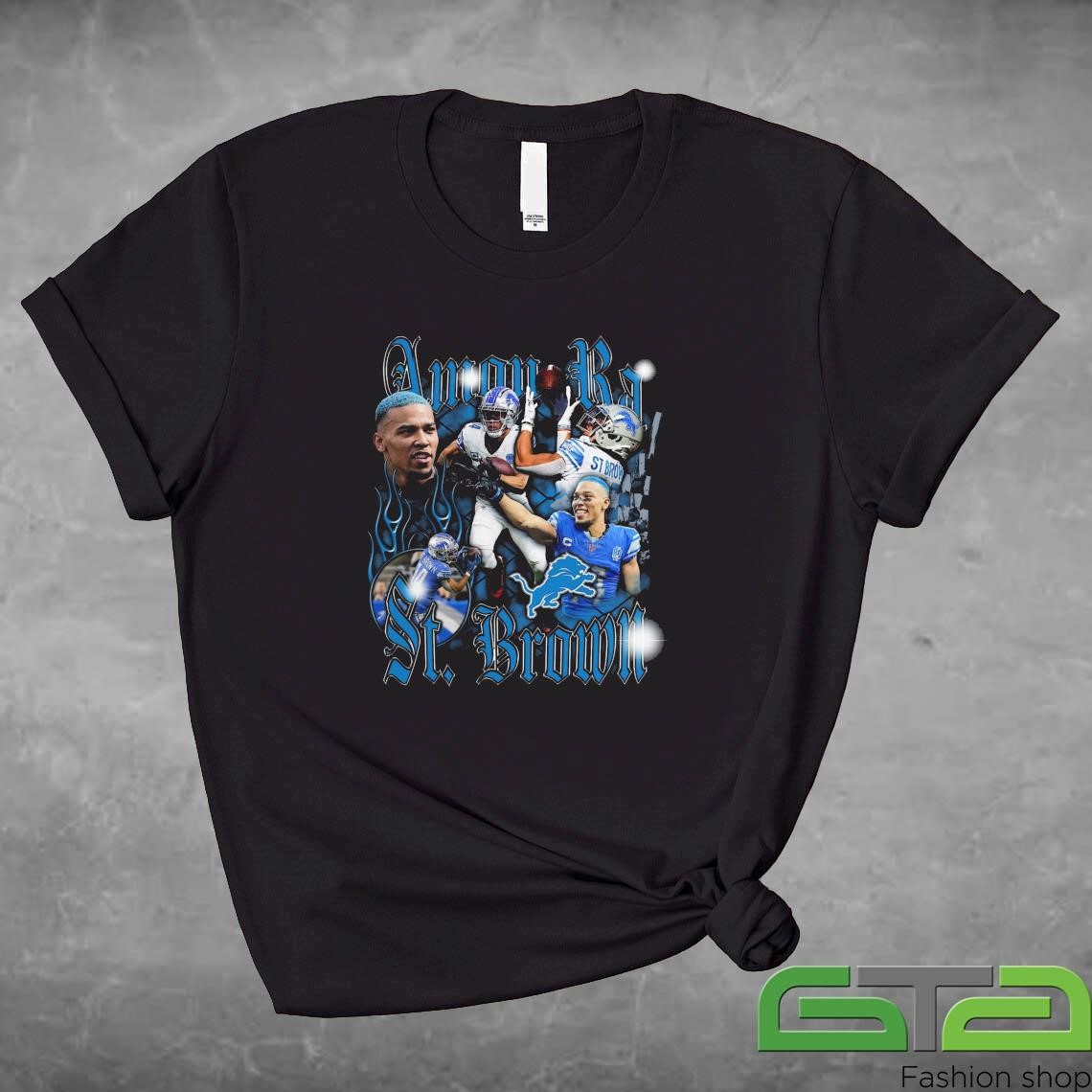 Official Amon-Ra St. Brown Detroit Lions Notorious Player Graphic T-shirt