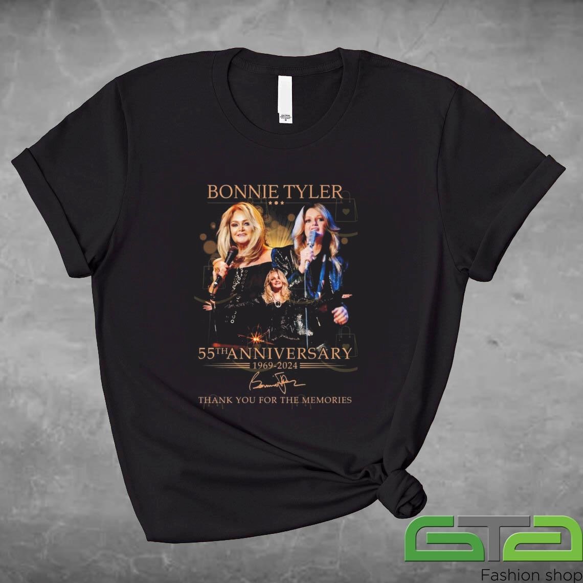 Official Bonnie Tyler 55th Anniversary 1969-2024 Signature Thank You For The Memories T-shirt