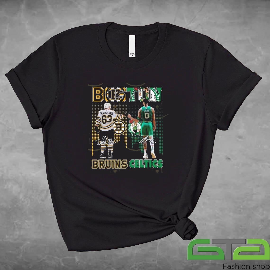 Official Boston Bruins Marchand x Boston Celtics Tatum Signatures T-shirt