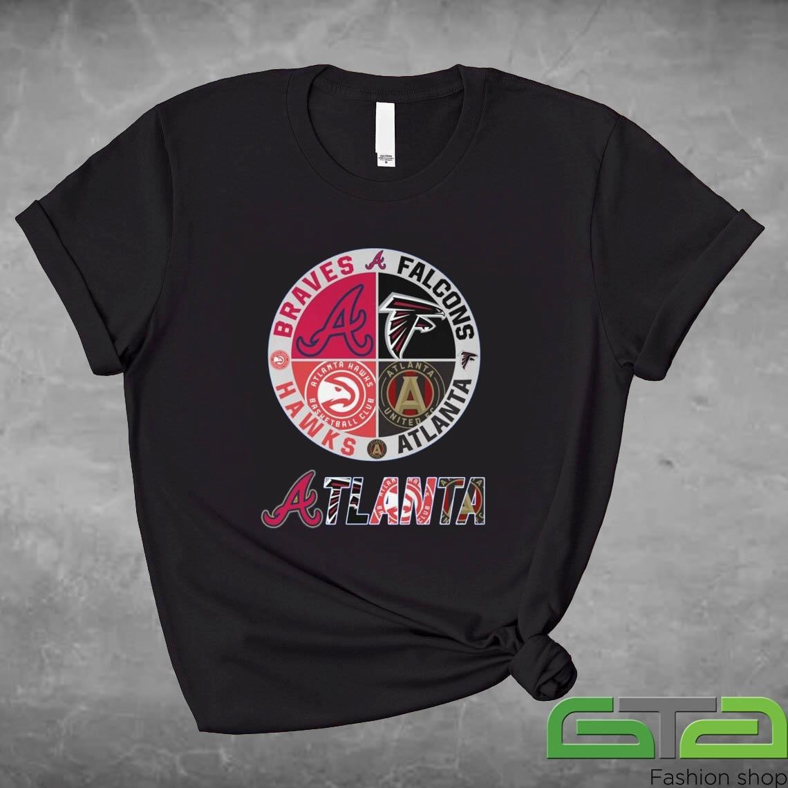 Official Braves Falcons Atlanta Hawks Atlanta City Sports Logo 2024 T-shirt