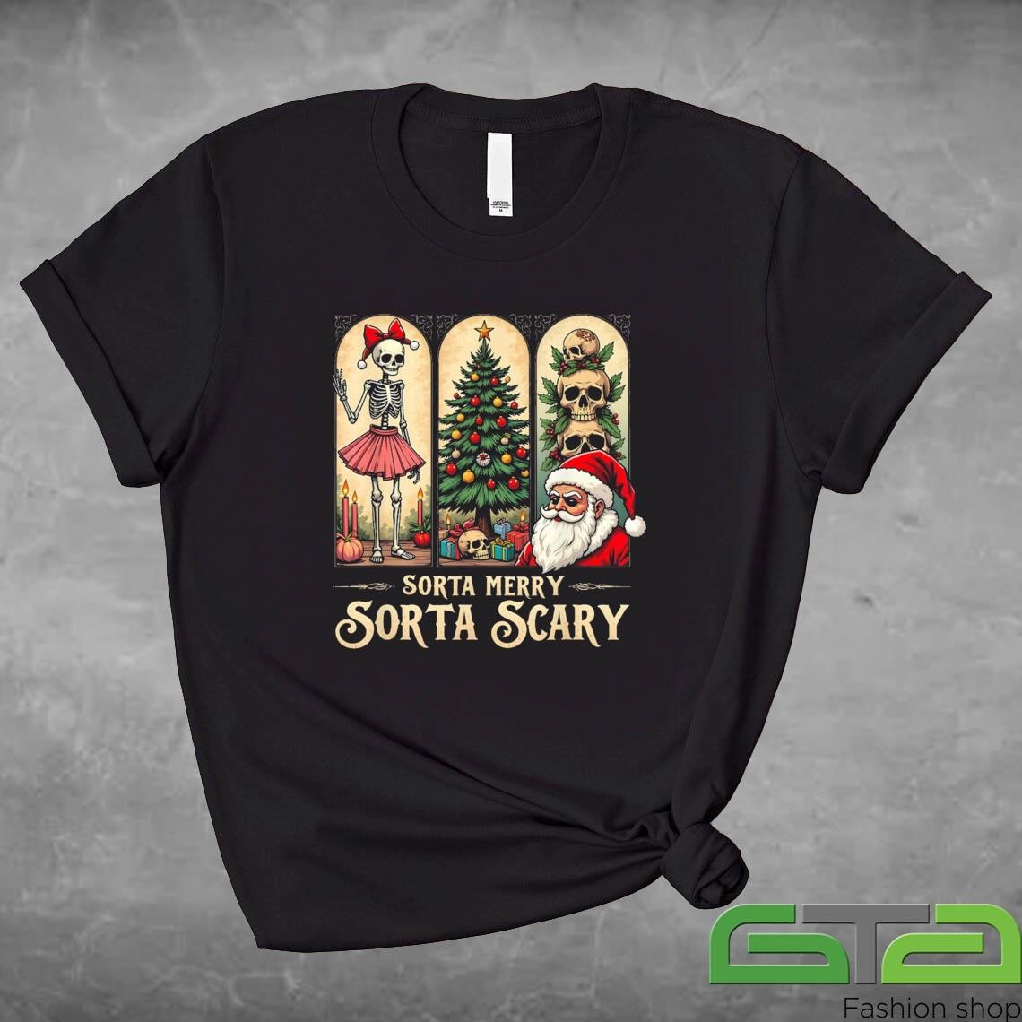 Official Christmas Vibes Xmas Skeleton Sorta Merry Sorta Scary Gothic Sweashirt