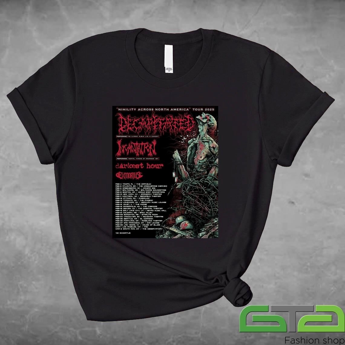 Official Decapitated Band Nihility Across North America 2025 Tour T-shirt