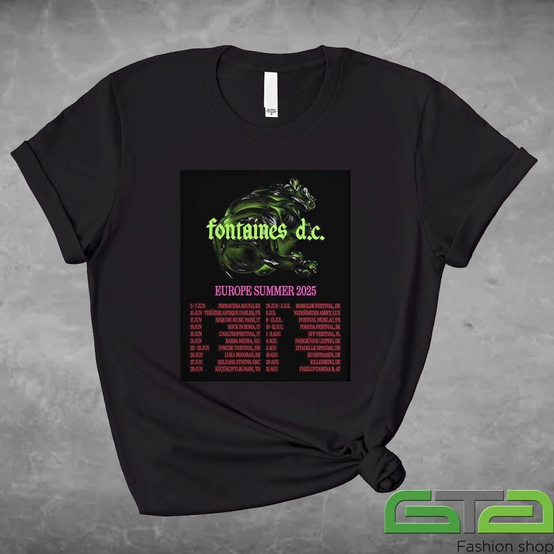 Official Fontaines D.C. Europe Summer Tour Dates 2025 T-shirt