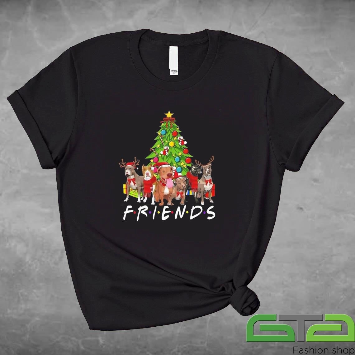 Official Friends Christmas Tree Pitbulls T-shirt