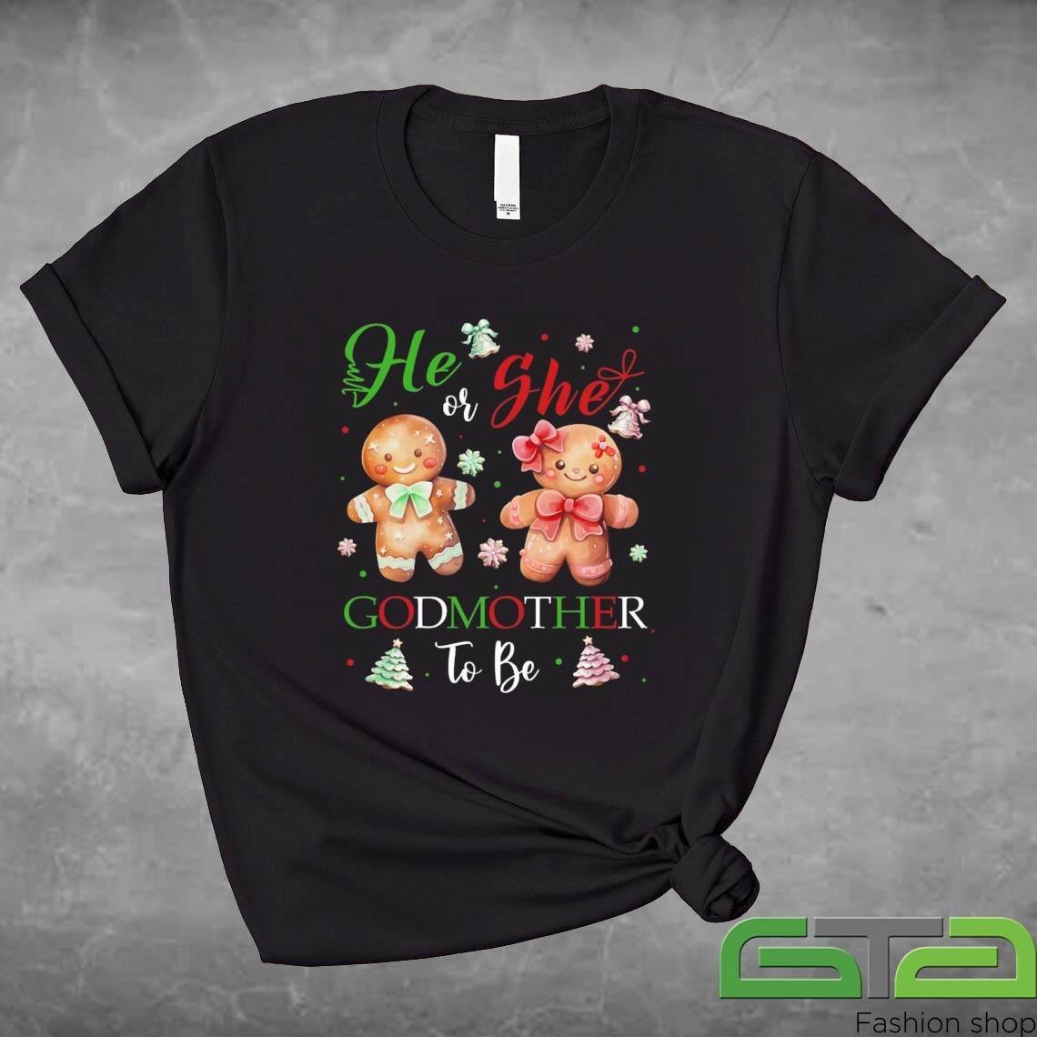 Official He Or She Godmother To Be Christmas Gingerbread Gender Sweashirt