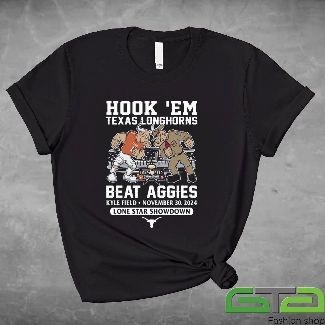 Official Hook ‘Em Texas Longhorns Beat Texas A&M Aggies Kyle Field November 30, 2024 Lone Star Showdown T-shirt