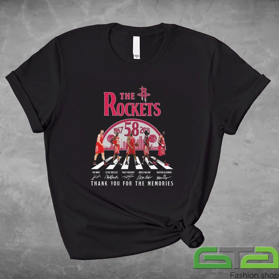 Official Houston Rockets Thank You For The Memories 58th Years Walking Signatures T-shirt