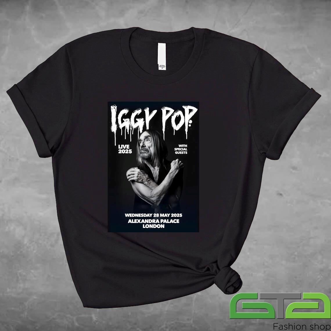 Official Iggy Pop Live 2025 Tour London Alexandra Palace T-shirt