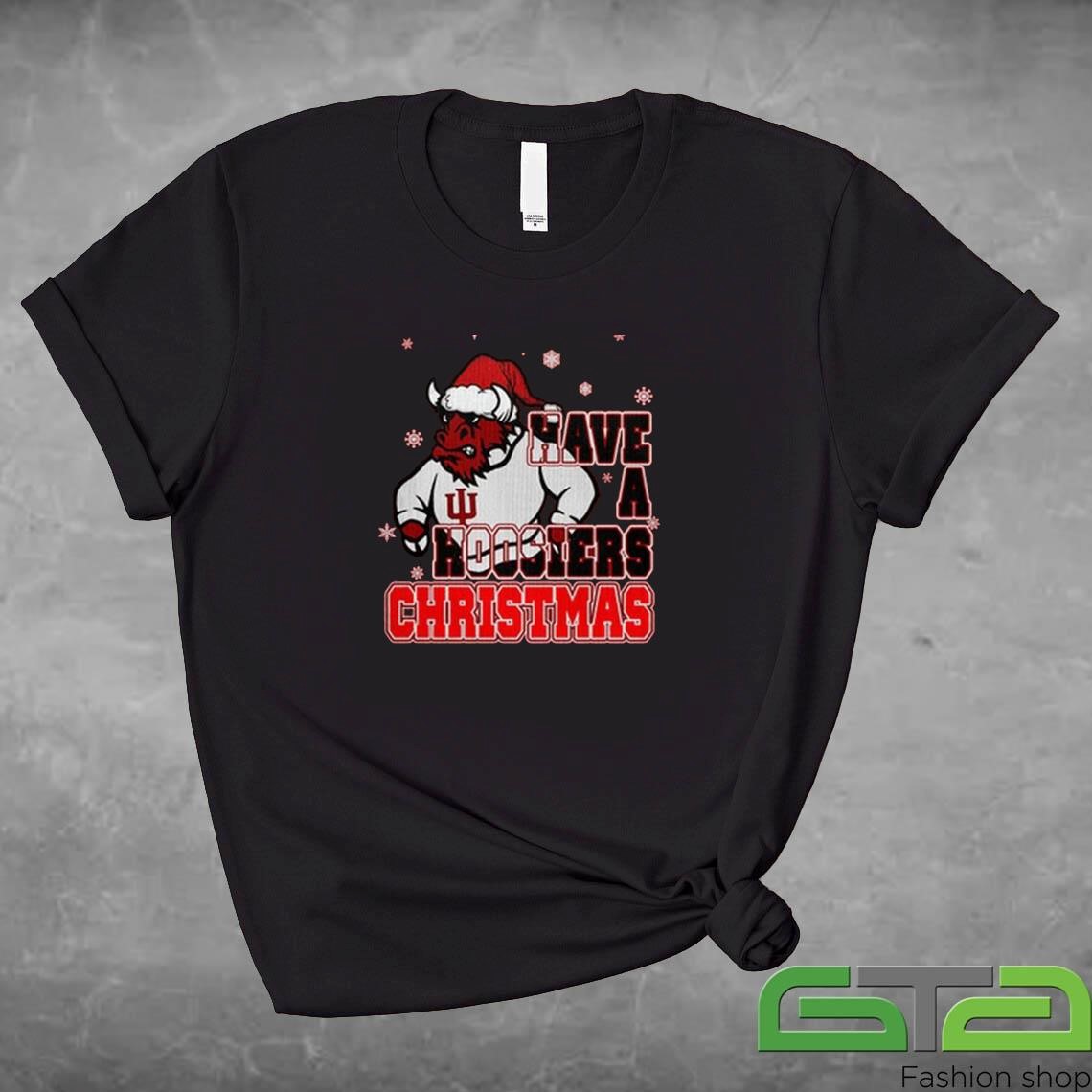 Official Indiana Hoosiers Football Have A Hoosiers Christmas Mascot T-shirt