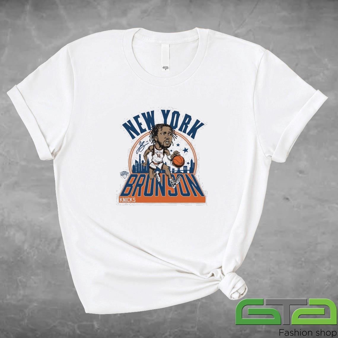 Official Jalen Brunson New York Knicks 2024-25 City Edition Caricature Tri-Blend T-shirt