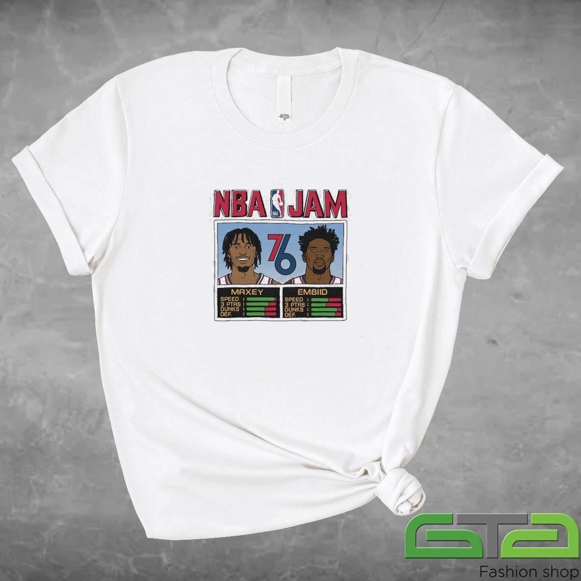 Official Joel Embiid & Tyrese Maxey Philadelphia 76ers 2024-25 City Edition NBA Jam Tri-Blend T-shirt