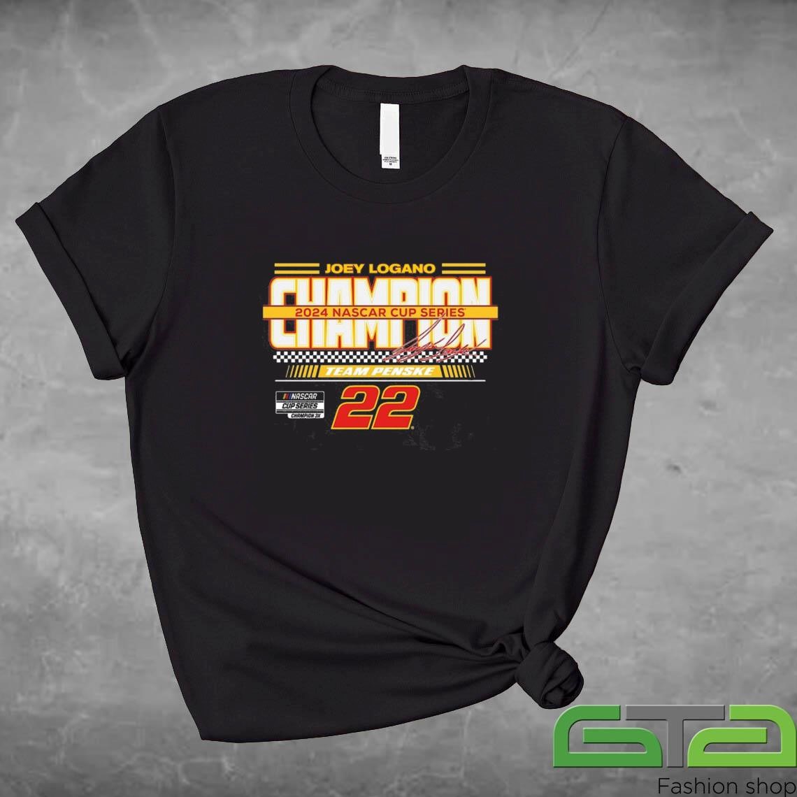 Official Joey Logano Team Penske 2024 NASCAR Cup Series Champion Banner T-shirt