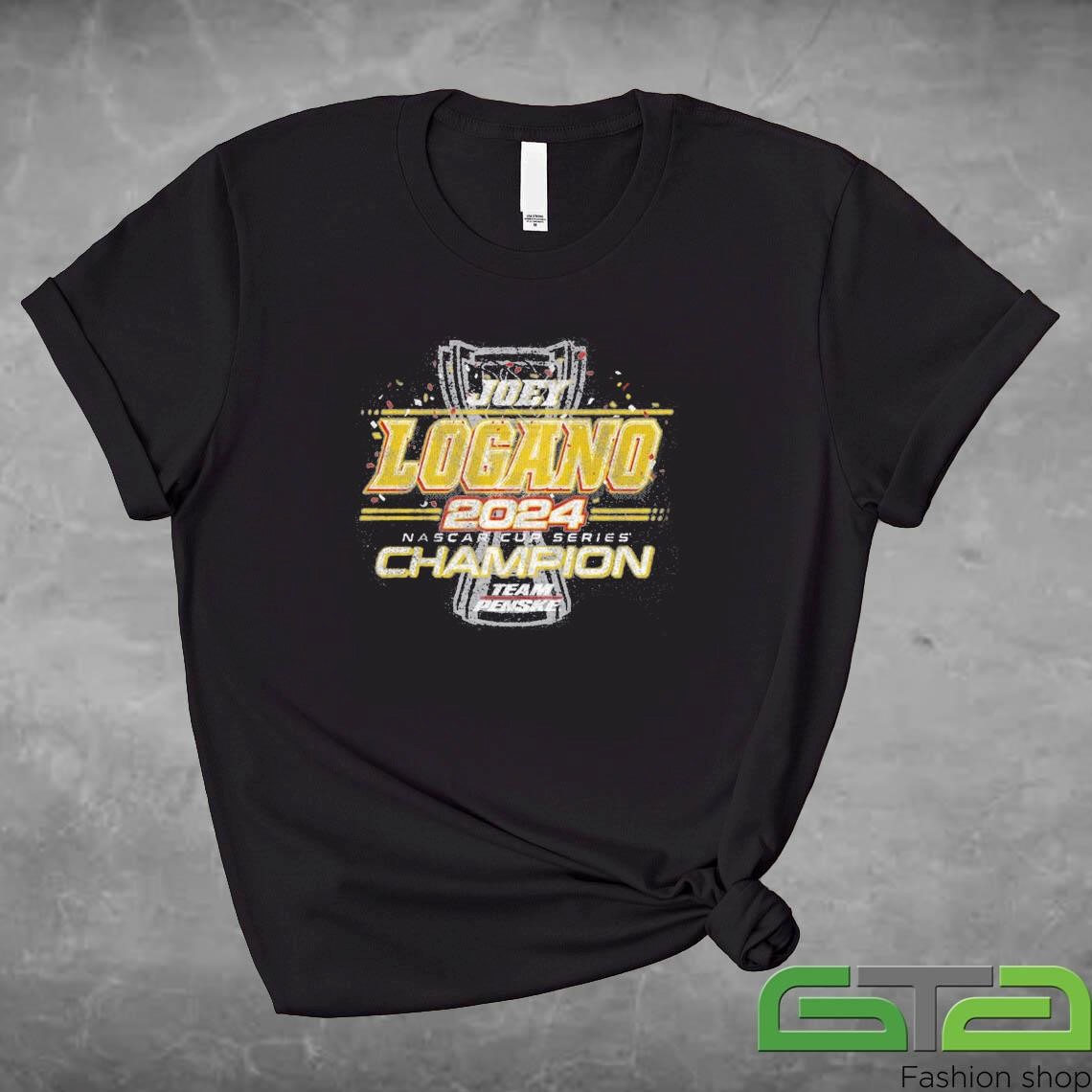 Official Joey Logano Team Penske 2024 NASCAR Cup Series Champion Finish Line T-shirt