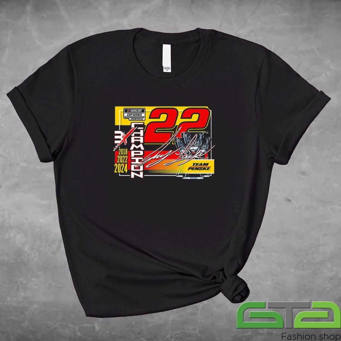 Official Joey Logano Team Penske 2024 NASCAR Cup Series Champion Lifestyle T-shirt