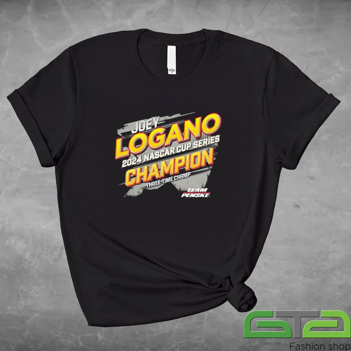 Official Joey Logano Team Penske Black 2024 NASCAR Cup Series Champion Vintage T-shirt