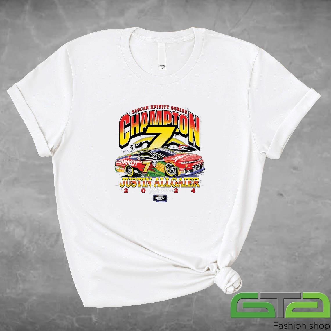 Official Justin Allgaier Checkered Flag Sports 2024 NASCAR Xfinity Series Champion T-shirt