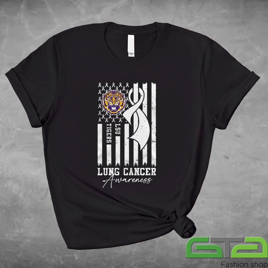 Official LSU Tigers Lung Cancer Awareness 2024 T-shirt