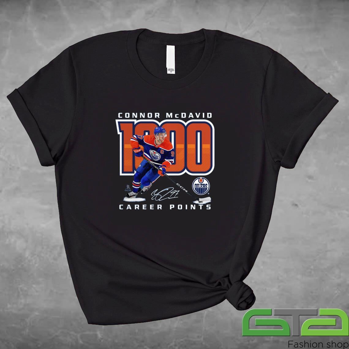 Official McDavid Edmonton Oilers 1,000 Career Points T-shirt