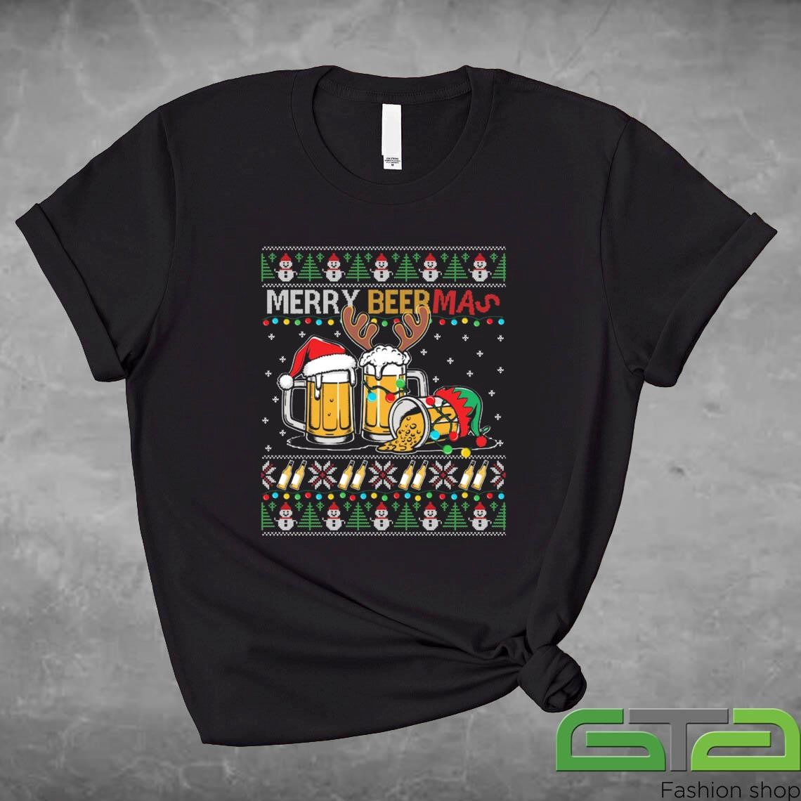 Official Merry Beermas Santa Beer Ugly Christmas Sweater Funny Beer Sweashirt