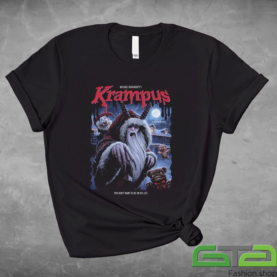 Official Michael Dougherty's Krampus You Don't Want To Be On His List '90s Horror Paperback T-shirt