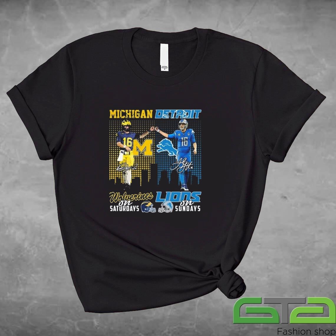 Official Michigan Wolverines x Detroit Lions Signatures 2024 T-shirt