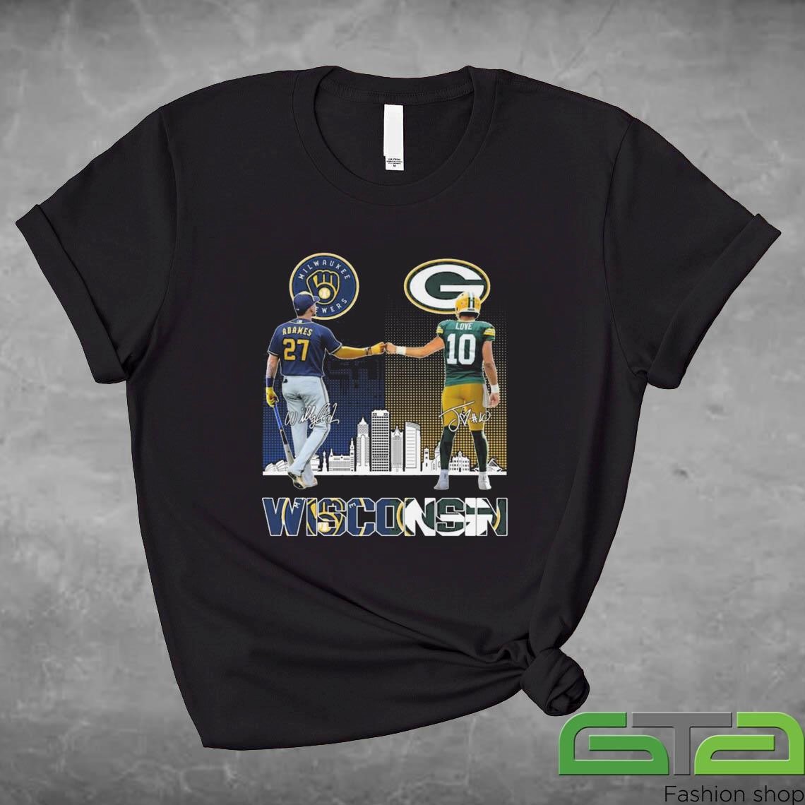 Official Milwaukee Brewers Wisconsin Pride With Green Bay Packers 2024 Signatures T-shirt