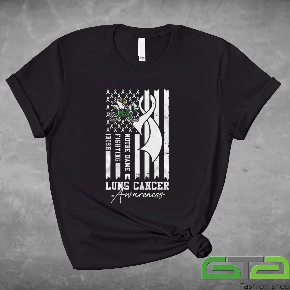 Official Notre Dame Fighting Irish Lung Cancer Awareness 2024 T-shirt